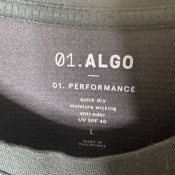 01.Algo Performance Shirt Mens Large Gray SPF 40 Long Sleeve Crewneck Preppy - Picture 2 of 7